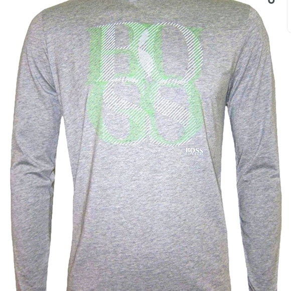 Hugo Boss Men Heather Gray Long Sleeve Jersey Top - Picture 13 of 13